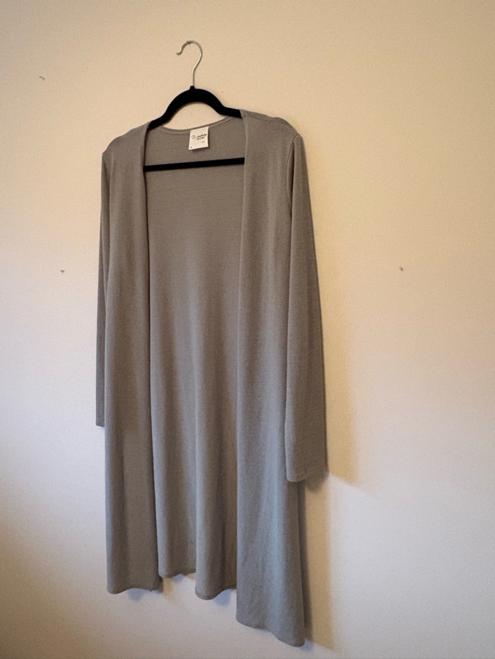 Light Gray Open-Front Duster Cardigan - Picture 2 of 6